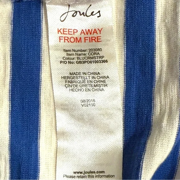 Joules Girls Size 5Y Blue White Striped Long Sleeve Top Shooting Star Appliqué - Picture 7 of 8